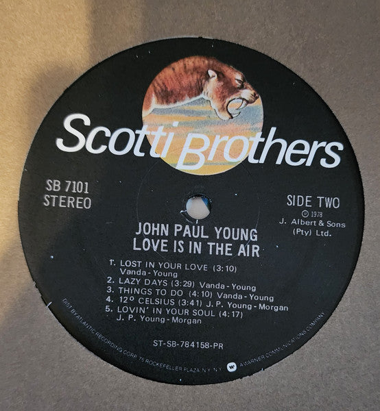 John Paul Young : Love is in the Air (LP, Album, Promo)