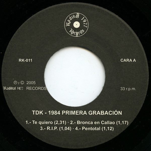 TDeK : 1984 Primera Grabación (7")