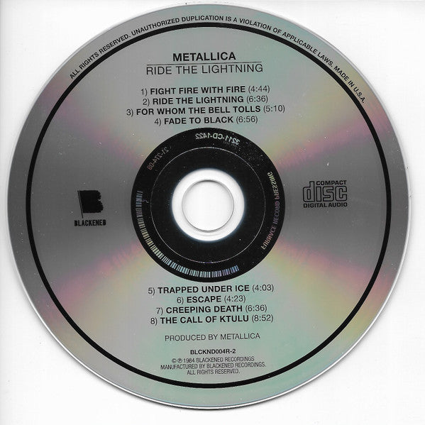 Metallica : Ride The Lightning (CD, Album, RE, RM, Min)