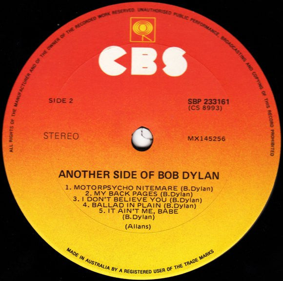 Bob Dylan : Another Side Of Bob Dylan (LP, Album, RE)