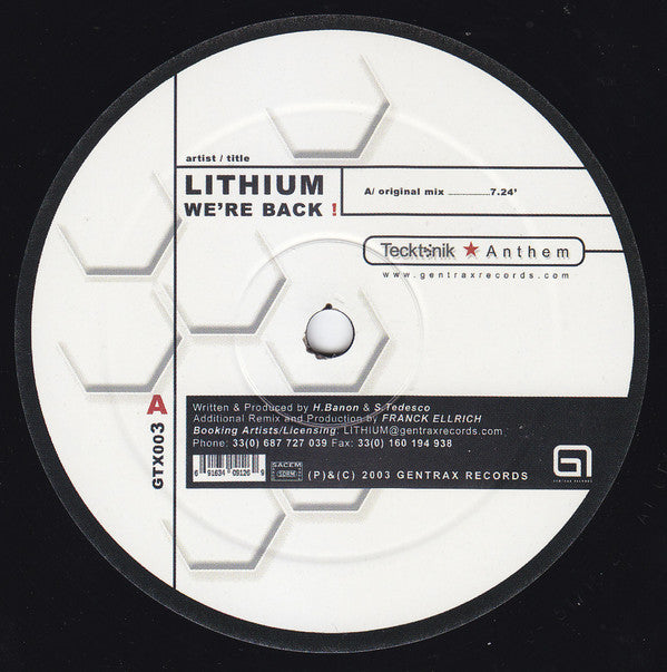 Lithium (2) : We&#39;re Back (12&quot;)