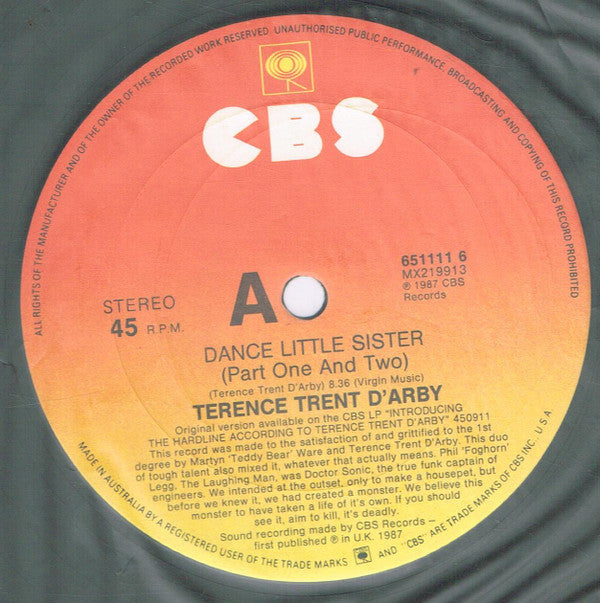 Terence Trent D'Arby : Dance Little Sister (12", Single)