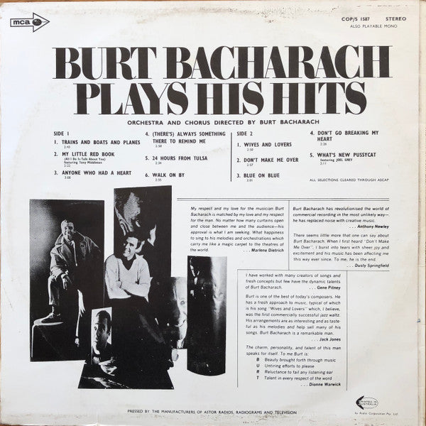 Burt Bacharach : Plays His Hits (LP, Album)