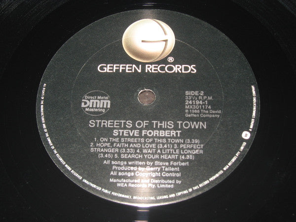 Steve Forbert : Streets Of This Town (LP, Album, Promo)