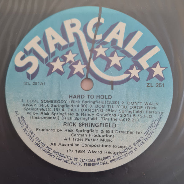 Rick Springfield : Hard To Hold - Soundtrack Recording (LP)