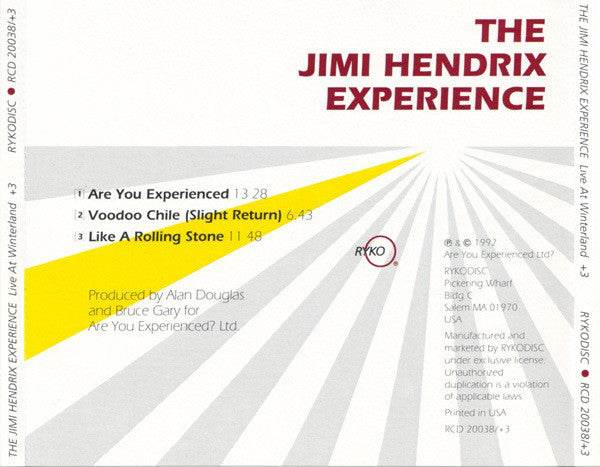 The Jimi Hendrix Experience : Live At Winterland +3 (CD, EP)