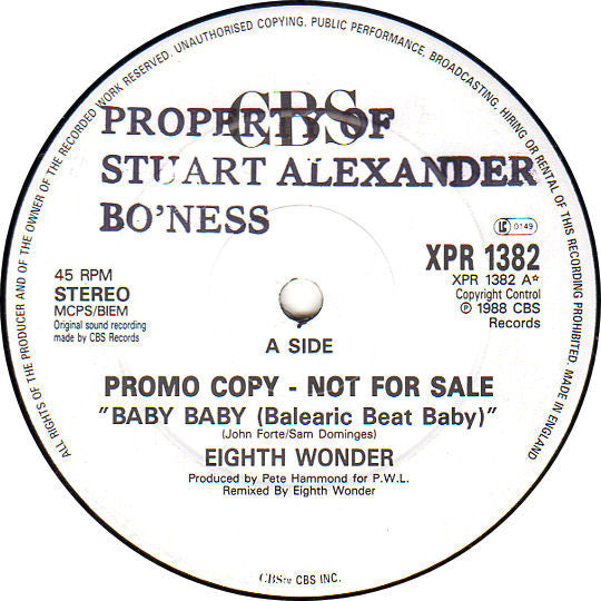 Eighth Wonder : Baby Baby (12&quot;, Promo)