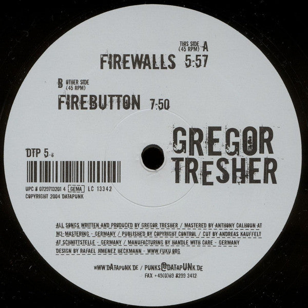 Gregor Tresher : Firewalls / Firebutton (12&quot;)