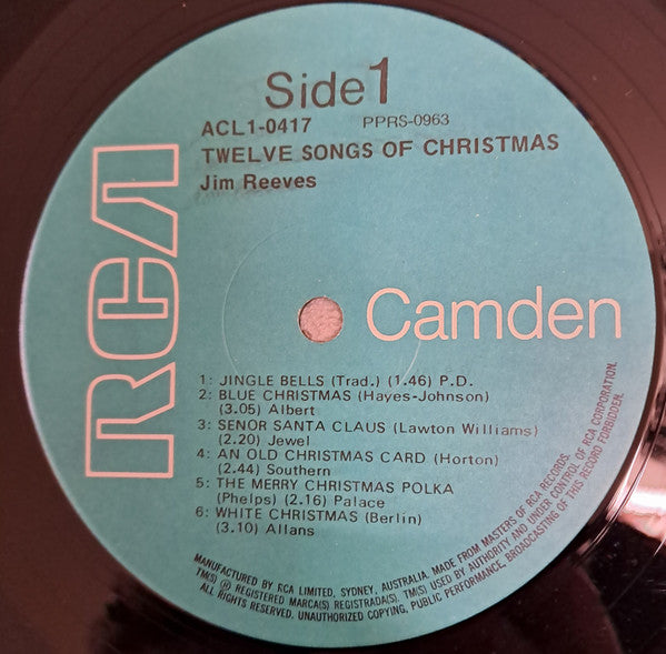 Jim Reeves : Twelve Songs Of Christmas (LP, Album, RE)