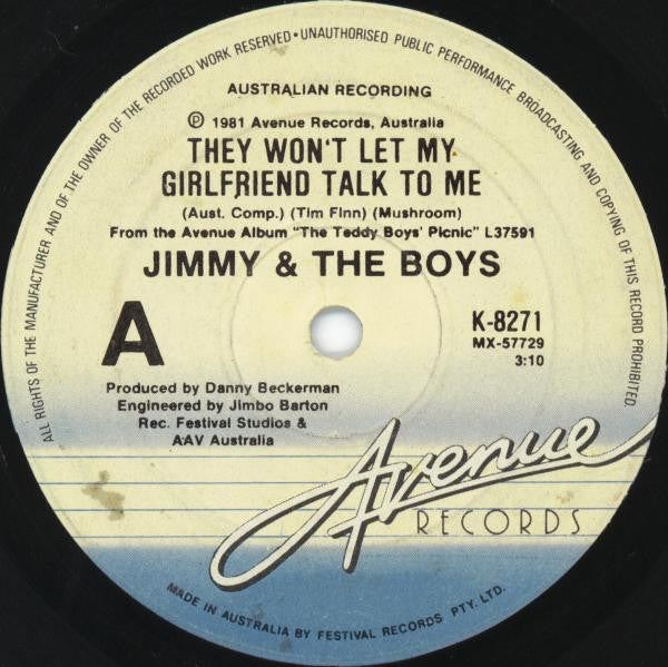 Jimmy And The Boys : They Won't Let My Girlfriend Talk To Me (7", Single)