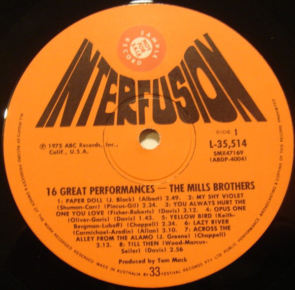 The Mills Brothers : Sixteen Great Performances (LP, Comp)