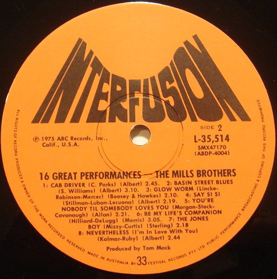 The Mills Brothers : Sixteen Great Performances (LP, Comp)
