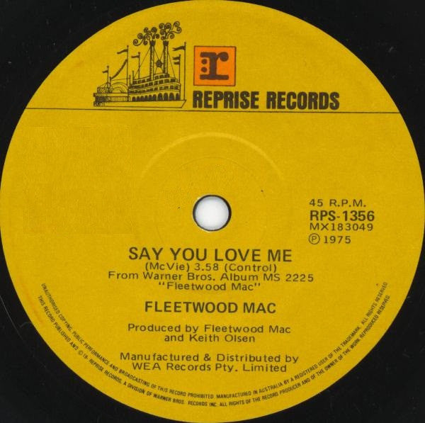 Fleetwood Mac : Say You Love Me (7&quot;, Single)