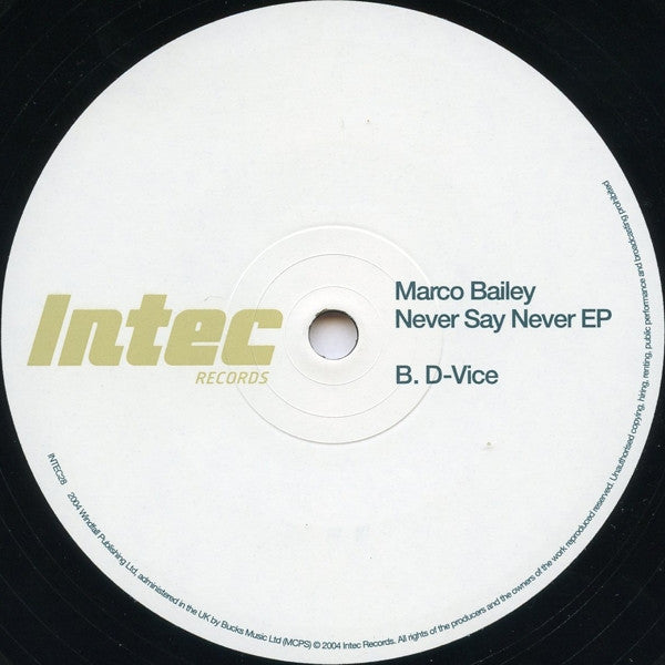 Marco Bailey : Never Say Never EP (12", EP)