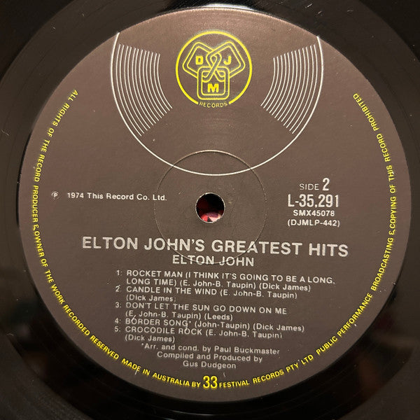 Elton John : Greatest Hits (LP, Comp)