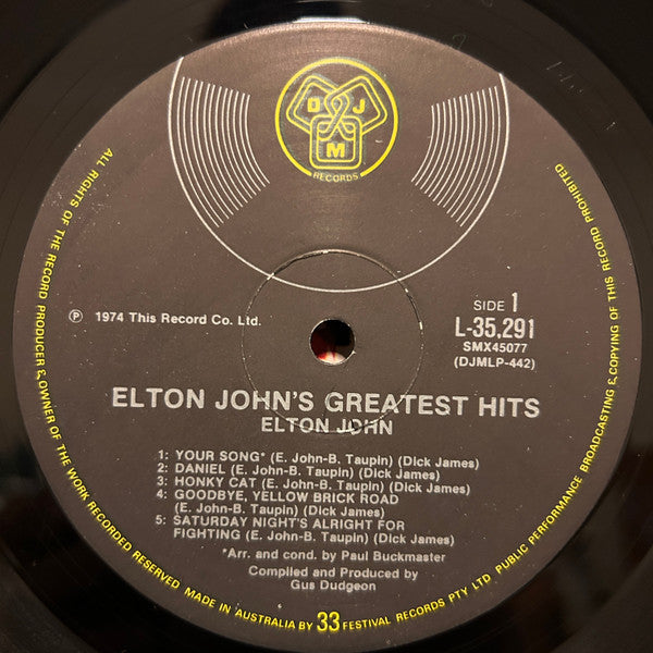 Elton John : Greatest Hits (LP, Comp)