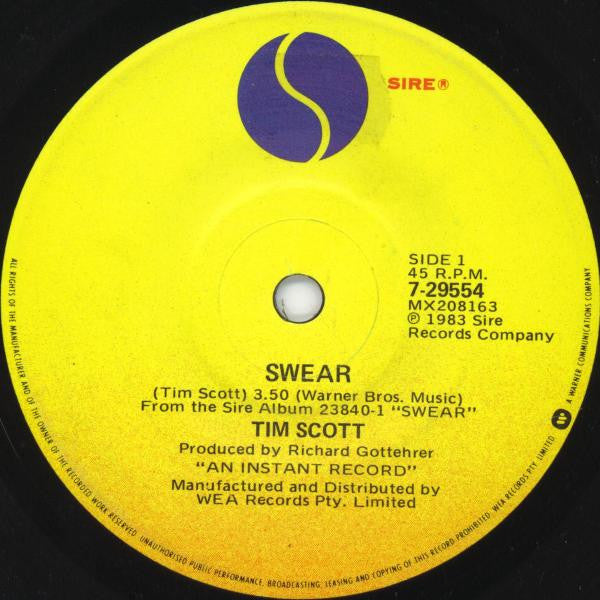 Tim Scott McConnell : Swear (7&quot;, Single)