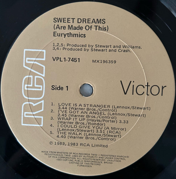 Eurythmics : Sweet Dreams (Are Made Of This) (LP, Album, Gat)