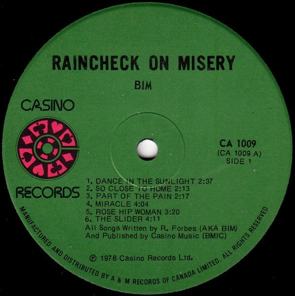 Bim (8) : Raincheck On Misery (LP, Album)