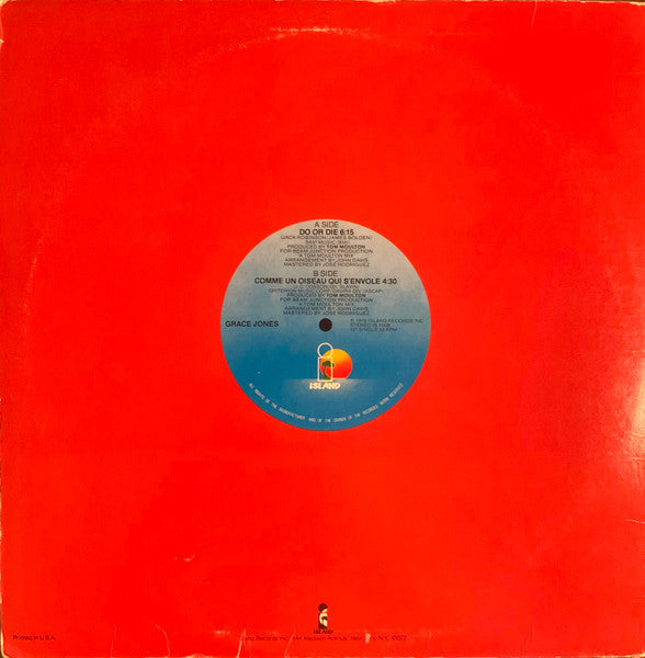 Grace Jones : Do Or Die (12", Single, Ter)