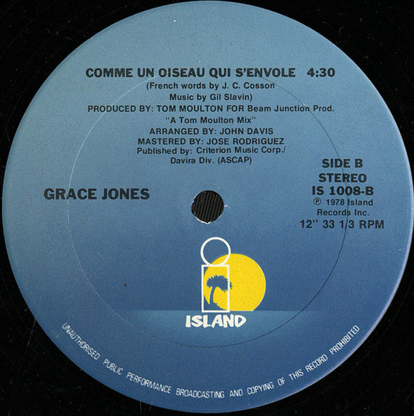 Grace Jones : Do Or Die (12", Single, Ter)