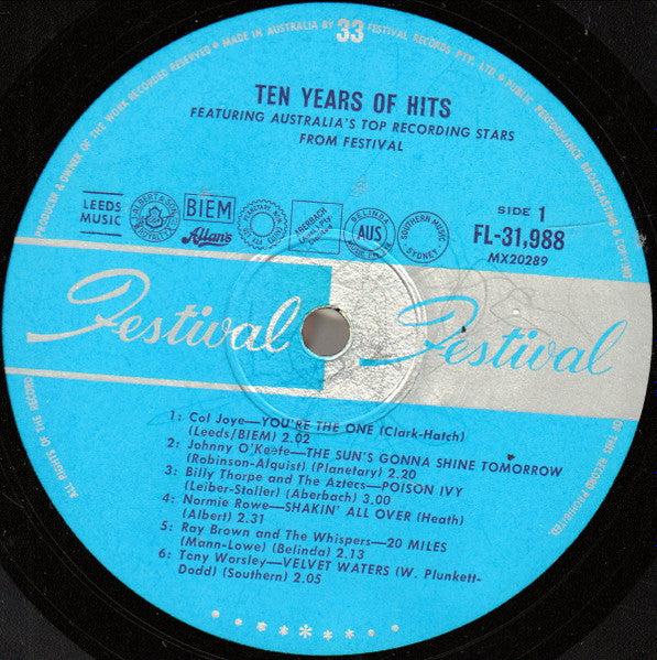 Various : Ten Years Of Hits (LP, Comp, Mono)