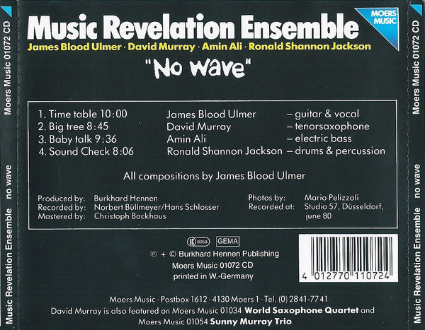 Music Revelation Ensemble : No Wave (CD, Album)