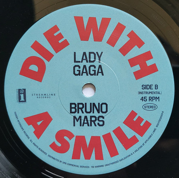 Lady Gaga & Bruno Mars : Die With A Smile (7", Single, Ltd)