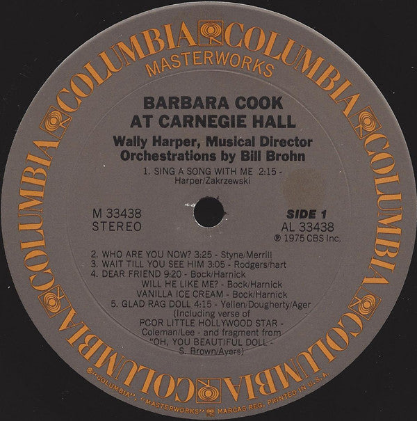 Barbara Cook : Barbara Cook At Carnegie Hall (LP)
