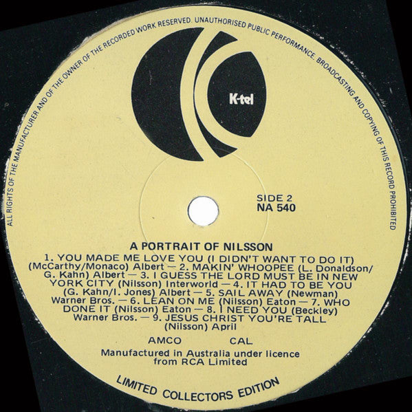 Harry Nilsson : Portrait Of Nilsson-18 Of His Greatest Hits (LP, Comp, Ltd)