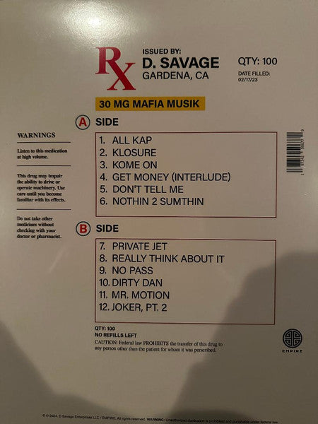 D. Savage : Mafia Musik (LP, Ltd)
