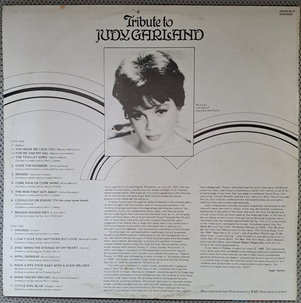 Judy Garland : Tribute To Judy Garland (LP, Comp)