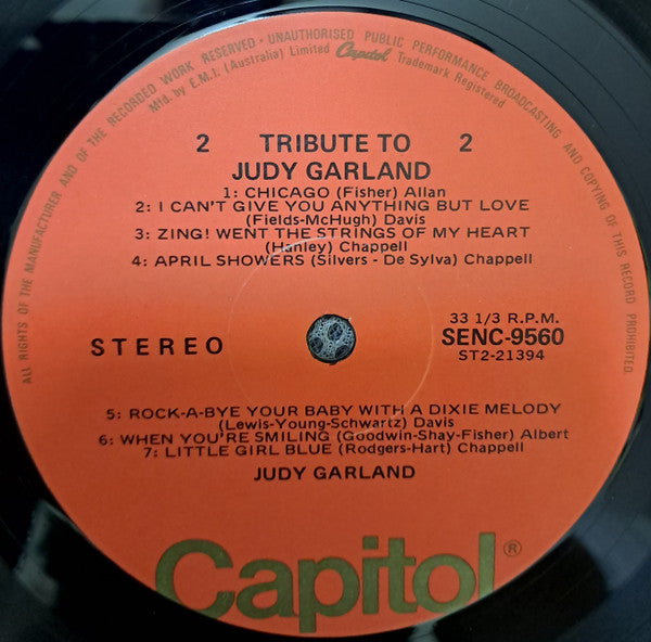 Judy Garland : Tribute To Judy Garland (LP, Comp)