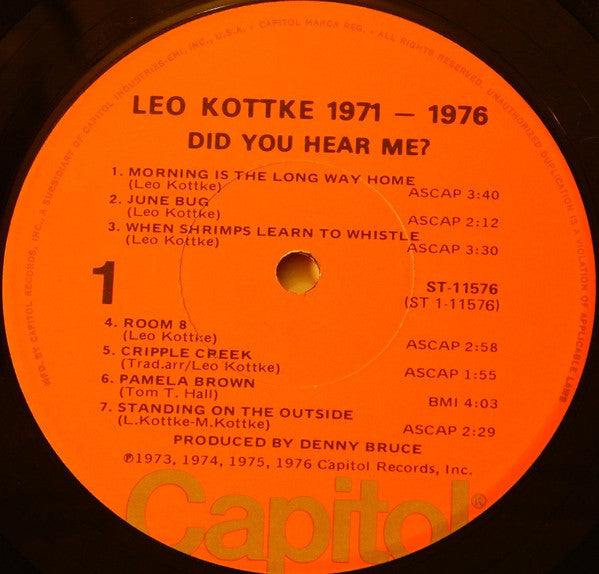 Leo Kottke : 1971-1976 "Did You Hear Me?" (LP, Comp, Los)