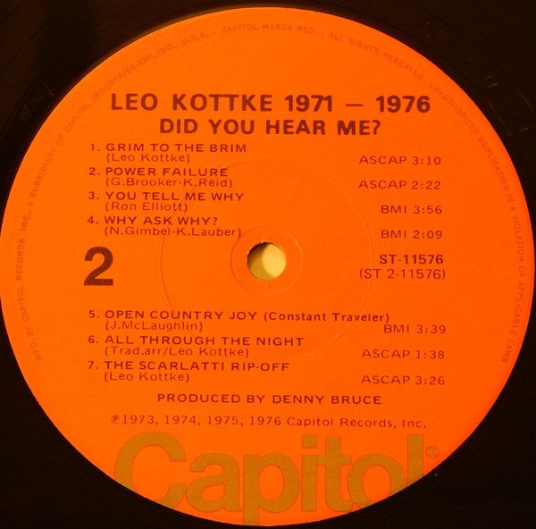 Leo Kottke : 1971-1976 "Did You Hear Me?" (LP, Comp, Los)