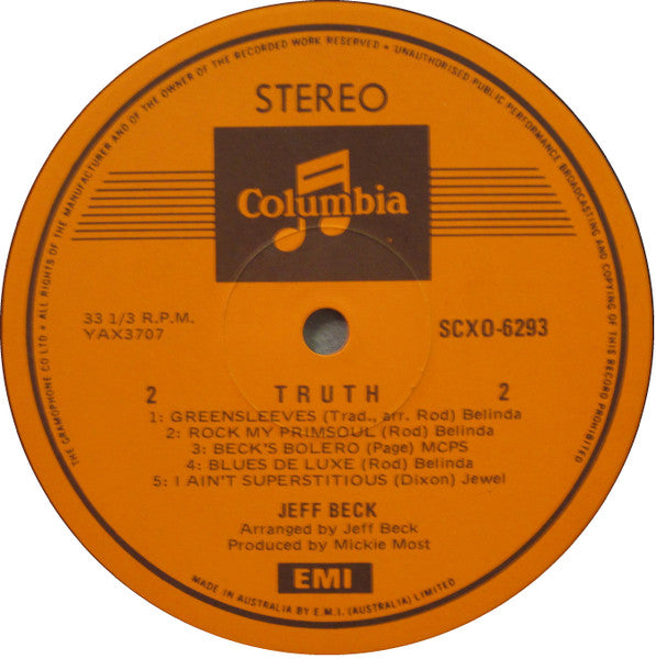 Jeff Beck : Truth (LP, Album)