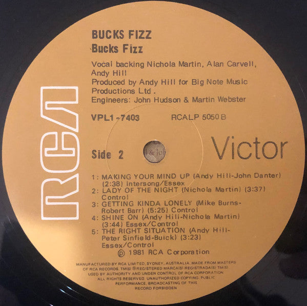 Bucks Fizz : Bucks Fizz (LP, Album, Gat)