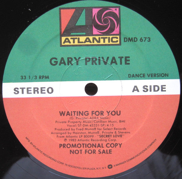 Gary Private : Waiting For You / Makin Me Crazy (12", Promo)