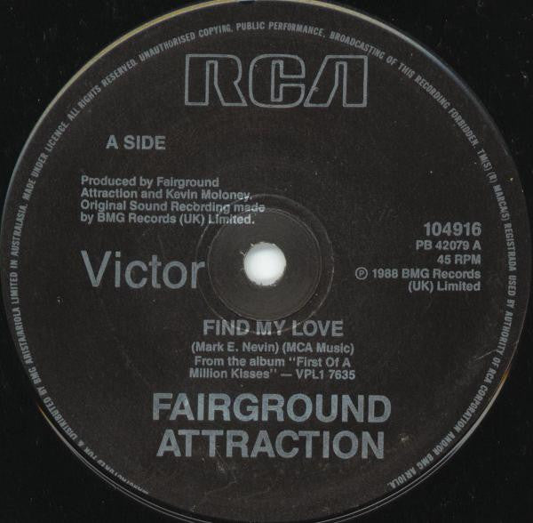 Fairground Attraction : Find My Love (7&quot;)