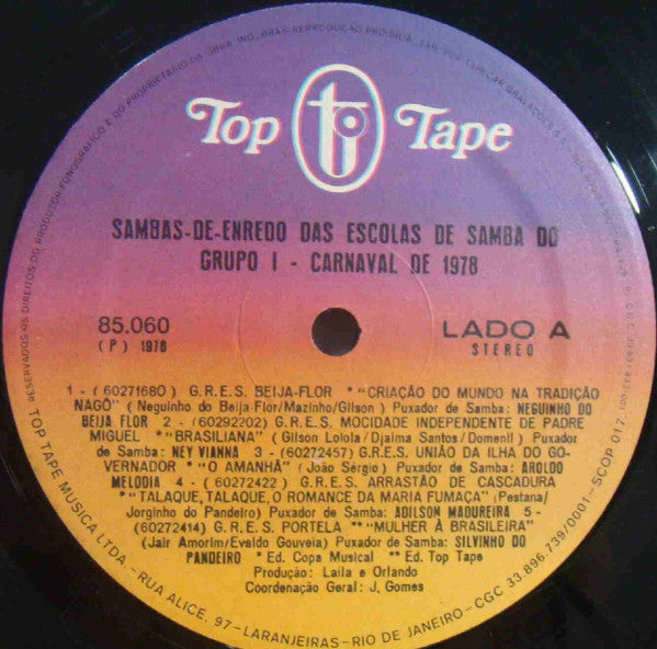 Various : Sambas De Enredo Das Escolas De Samba Do Grupo 1 - Carnaval 78 (LP, Album, Gat)