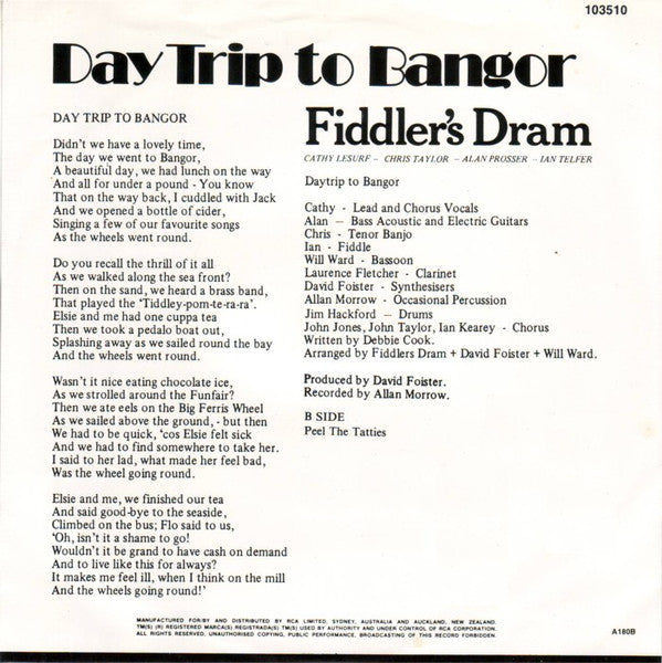 Fiddler's Dram : Day Trip To Bangor (Didn't We Have A Lovely Time) (7", Single)