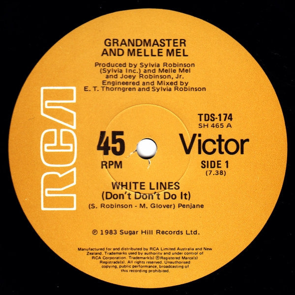 Grandmaster & Melle Mel* : White Lines (Don't Don't Do It) (12", Single)