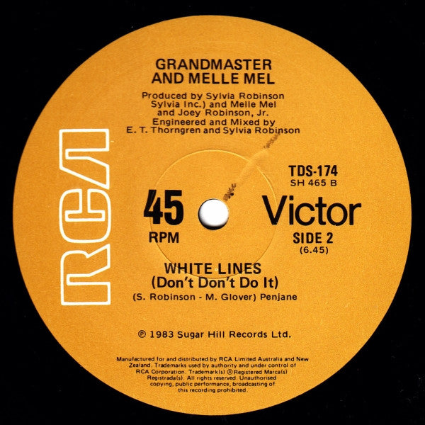 Grandmaster & Melle Mel* : White Lines (Don't Don't Do It) (12", Single)