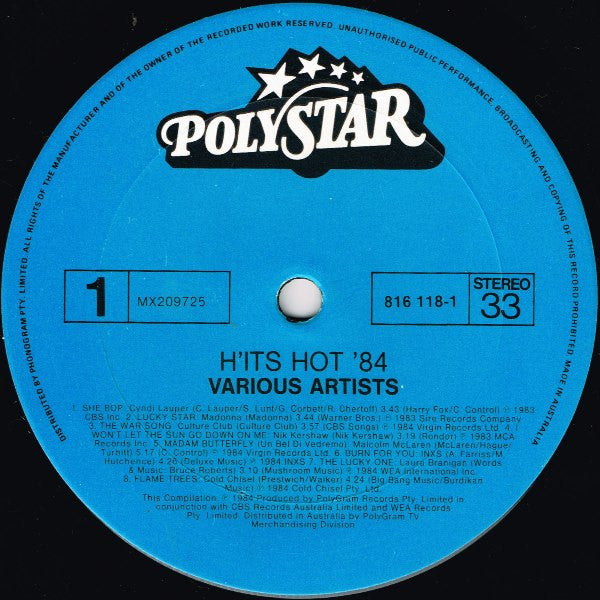 Various : H'its Hot! 84/85 (LP, Comp)