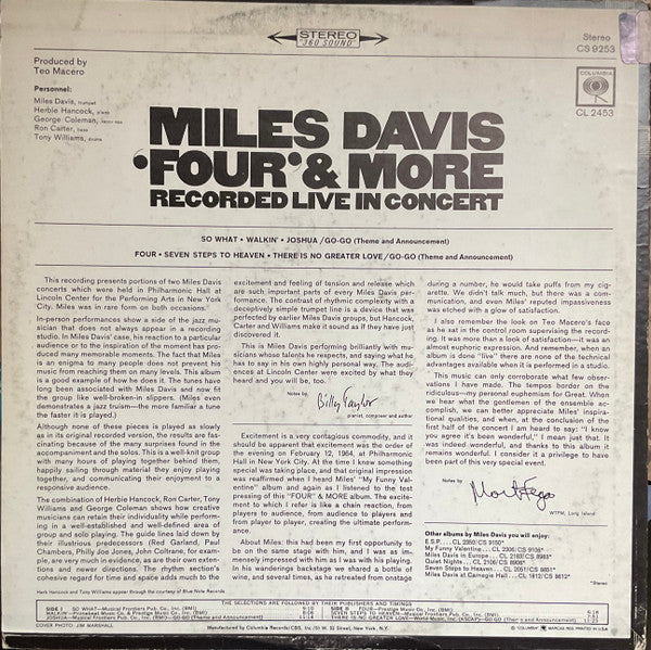 Miles Davis : 'Four' & More - Recorded Live In Concert (LP, Album, RE)