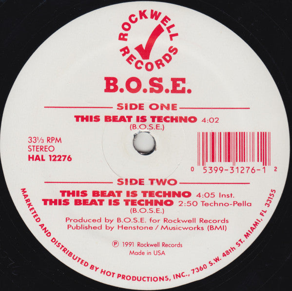 B.O.S.E. : This Beat Is Techno (12&quot;)