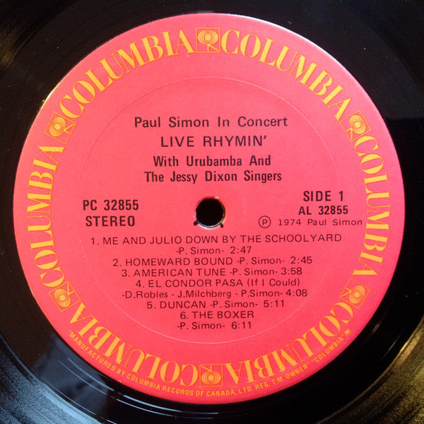 Paul Simon : Live Rhymin' (LP, Album)