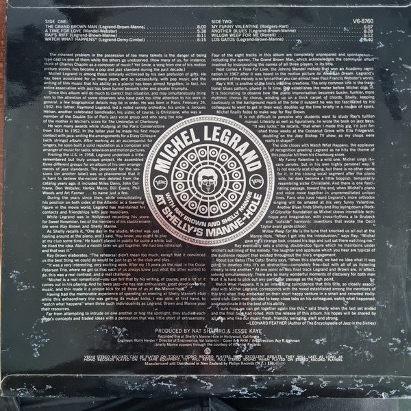 Michel Legrand : At Shelly's Manne-Hole (LP, Album)