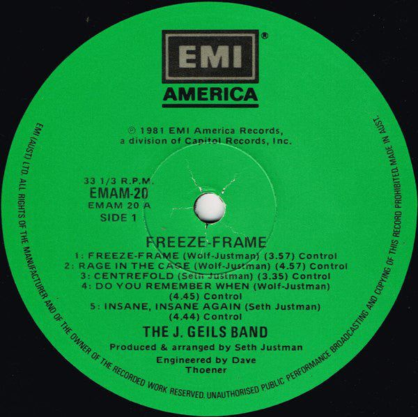 The J. Geils Band : Freeze-Frame (LP, Album)