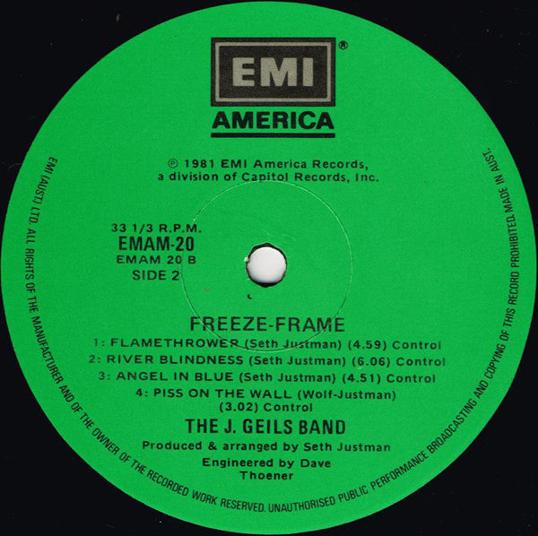 The J. Geils Band : Freeze-Frame (LP, Album)